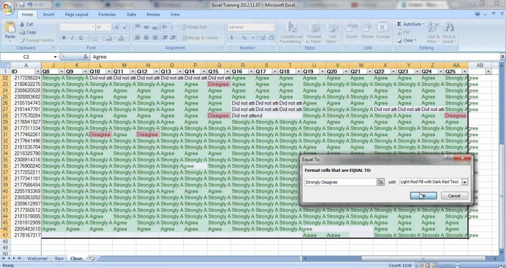Excel Spreadsheet colour