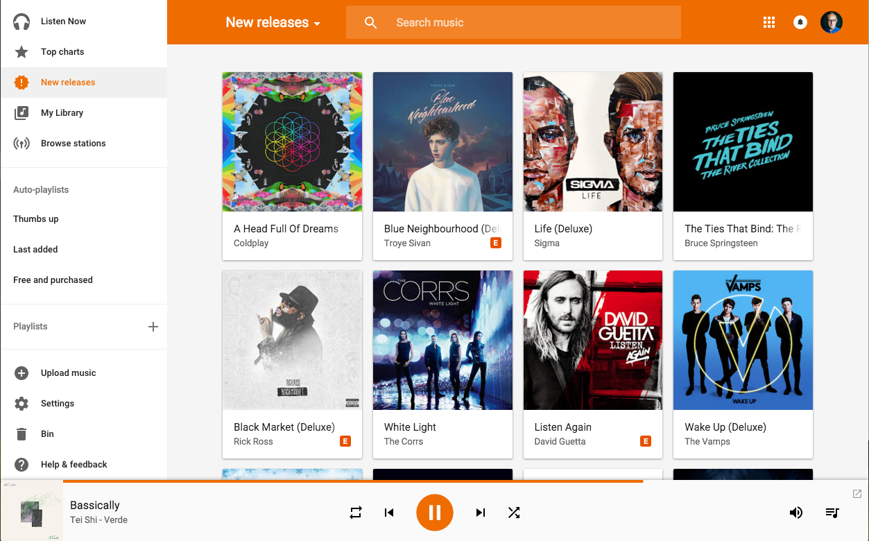 Google Play Music new releases