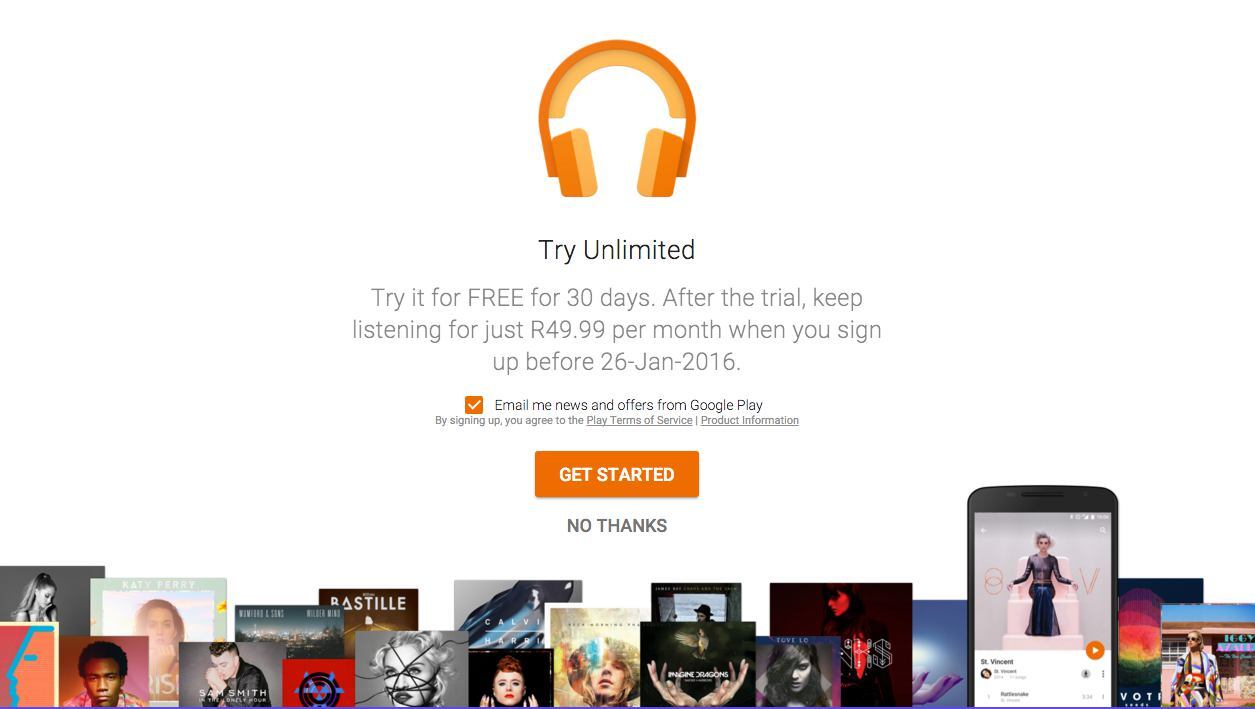 Google Play Music trial