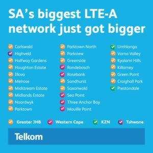 Telkom LTE-A areas