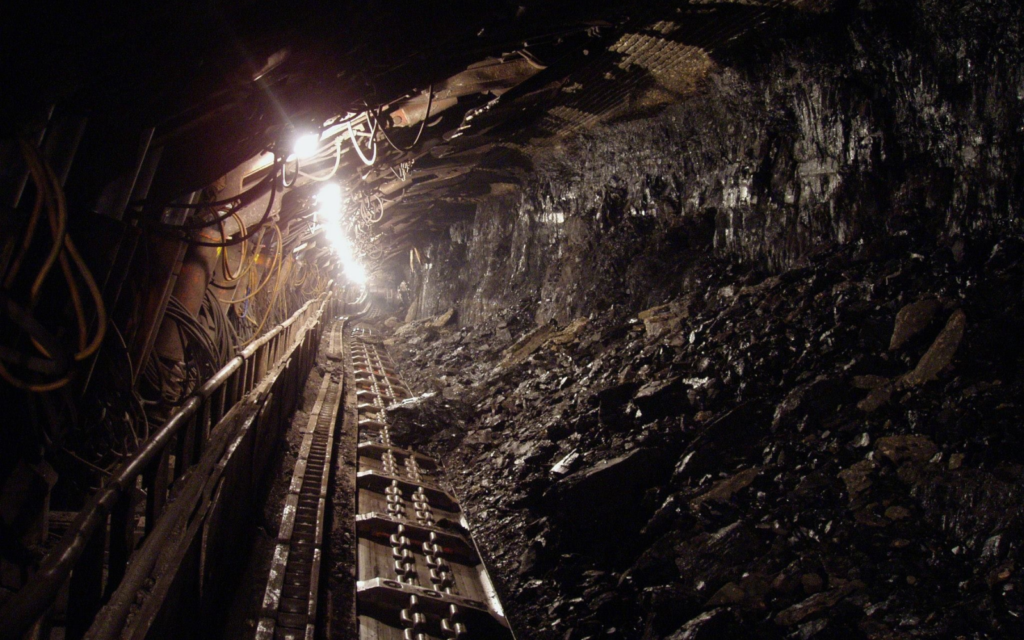 stock image of an underground mine, also 5G