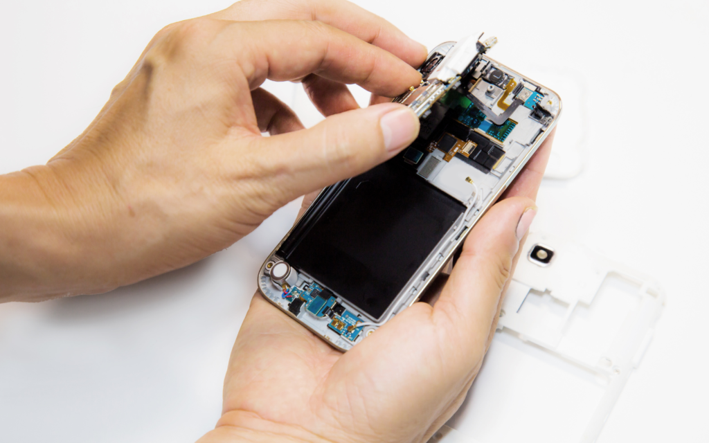 Samsung phone being repaired