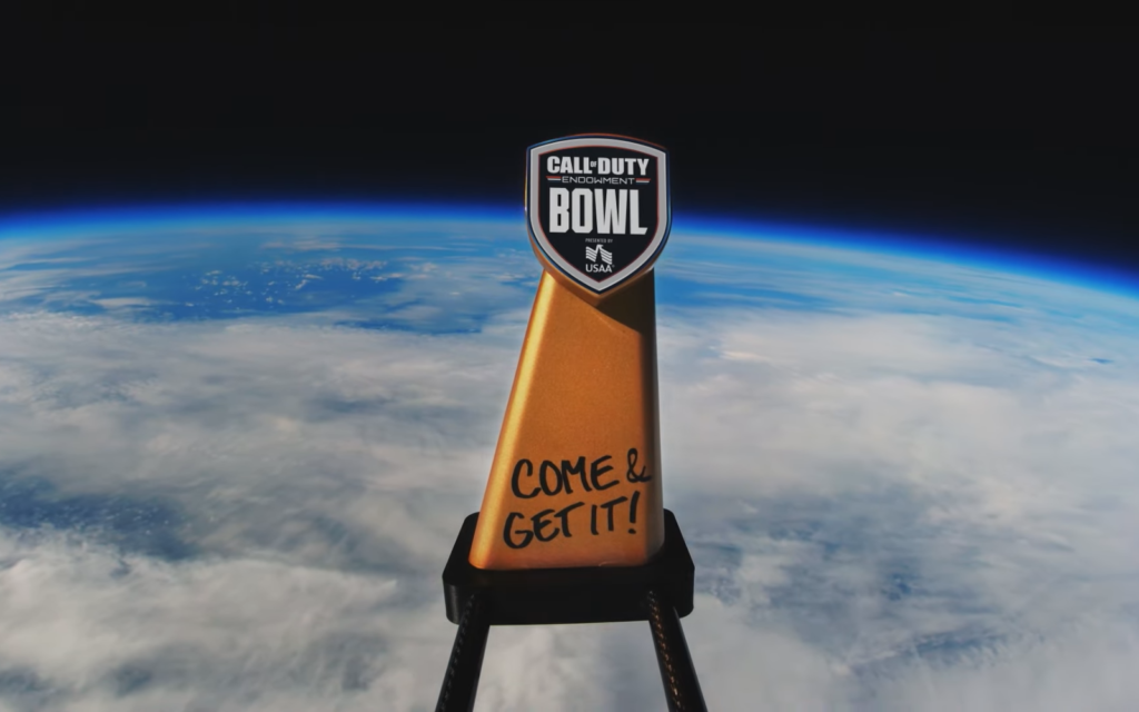 image of call of duty trophy launched into space by US Space Force