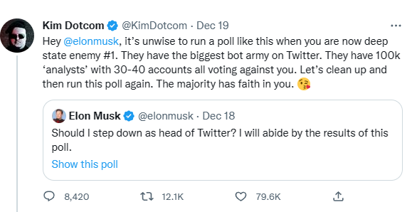 Twitter user says Musk's poll was "unwise".