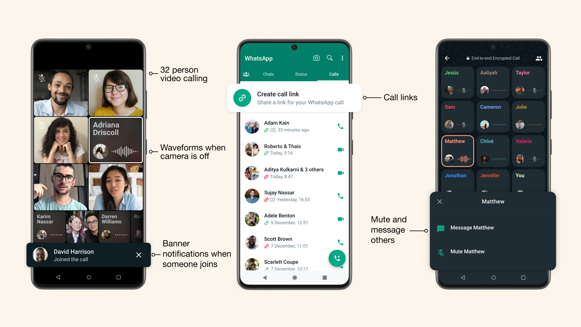 WhatsApp add more features for group calls.