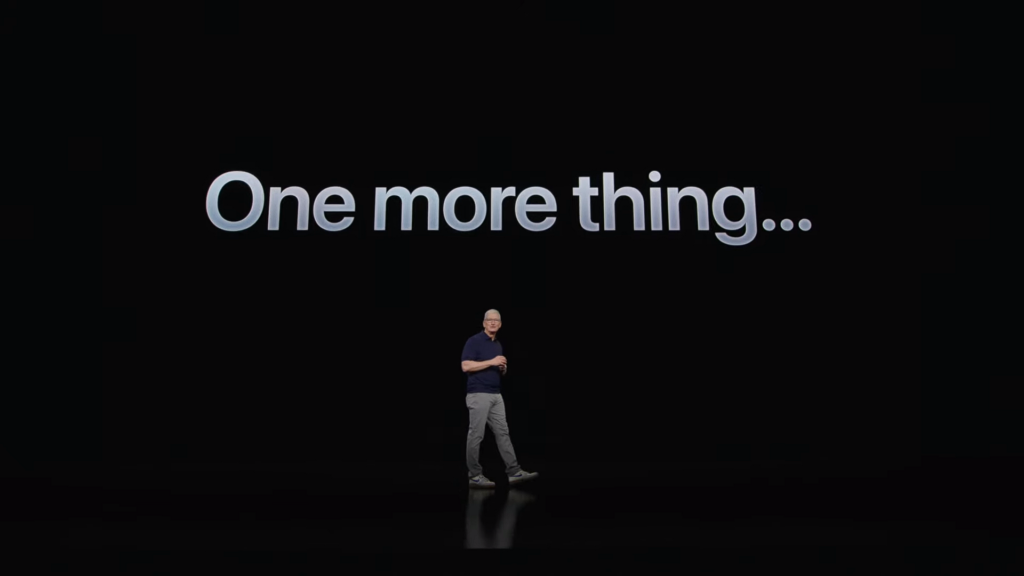 Tim Cook on stage announcing the Apple Vision Pro