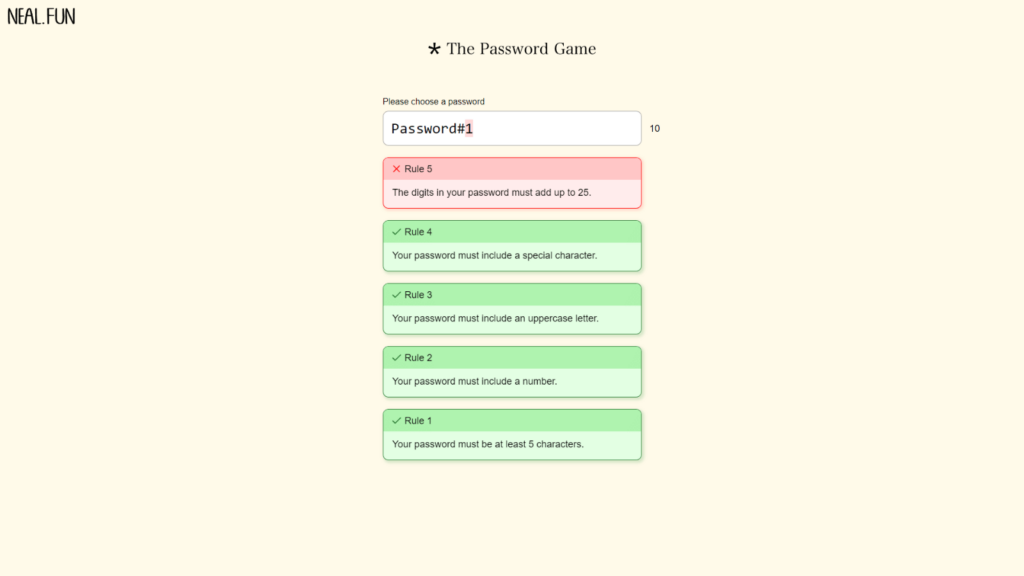 The Password Game screenshot