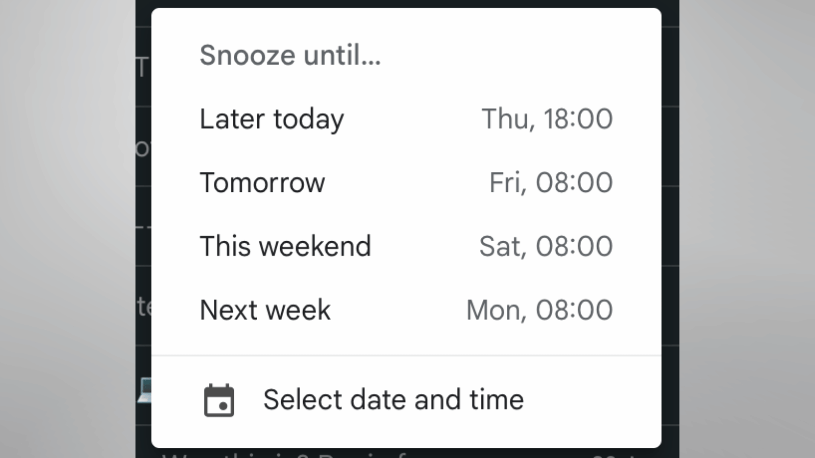 Gmail Feature (Snooze)