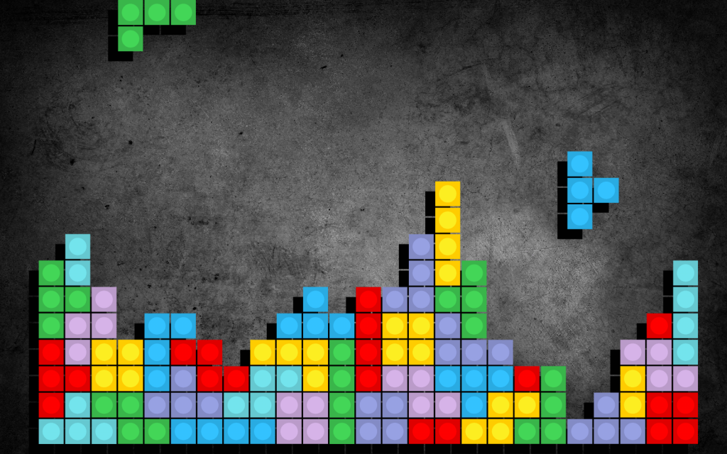 Colourful falling blocks, also called Tetris
