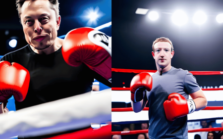 AI image of Elon Musk fighting Mark Zuckerberg