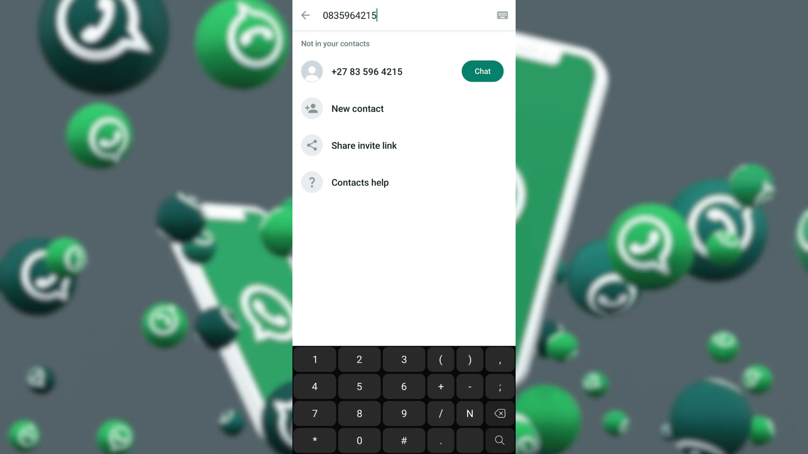 WhatsApp search for numbers