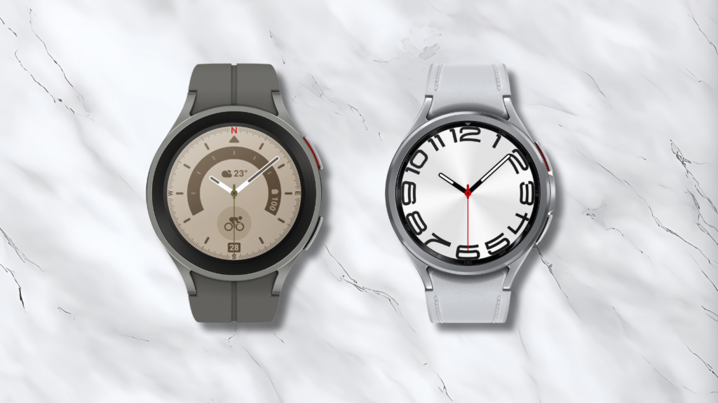 Watch 5 Pro (L) and the Watch 6 Classic (R)