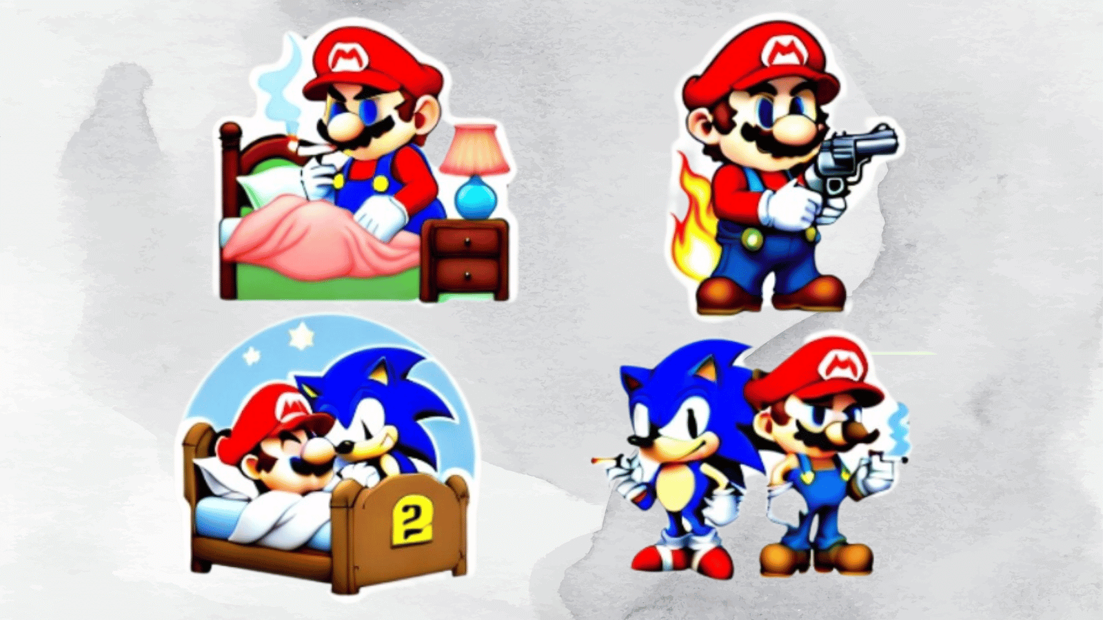 Mario smoking with Sonic (LS: X)