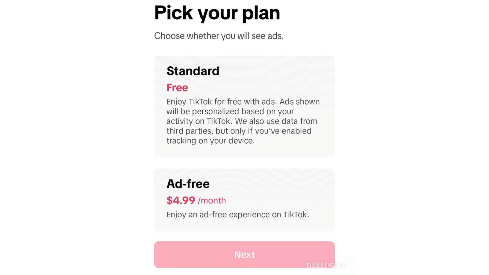 TikTok ad-free sub (Android Authority) (LS: Android 14)