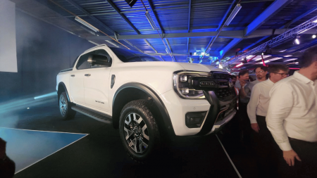 The Ford Ranger PHEV at a launch event at Silverton, Pretoria