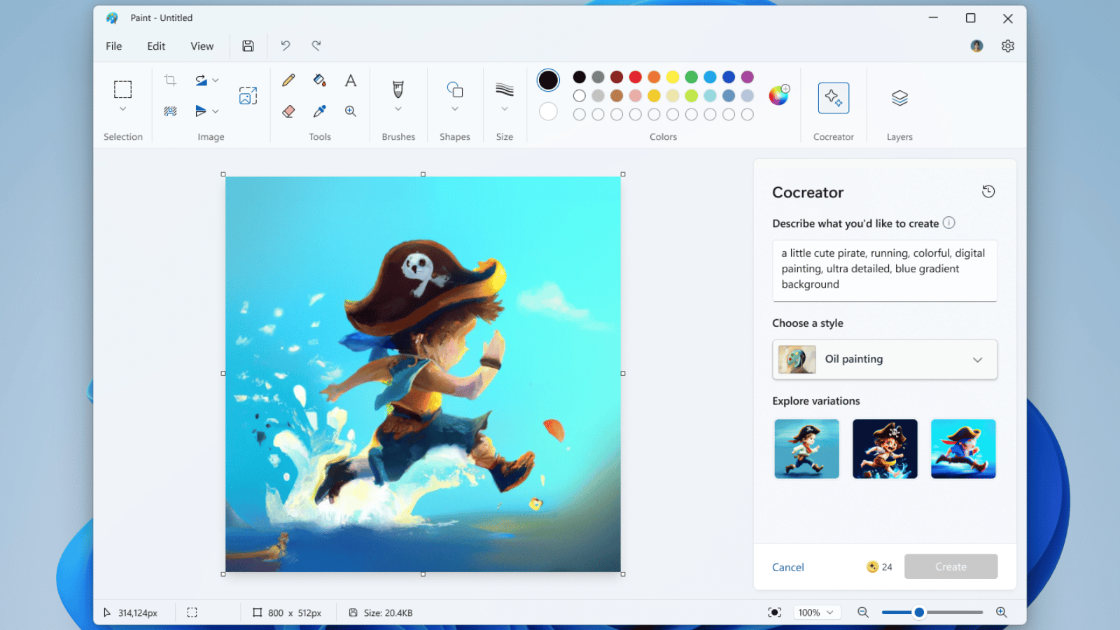 Microsoft Paint AI Cocreator