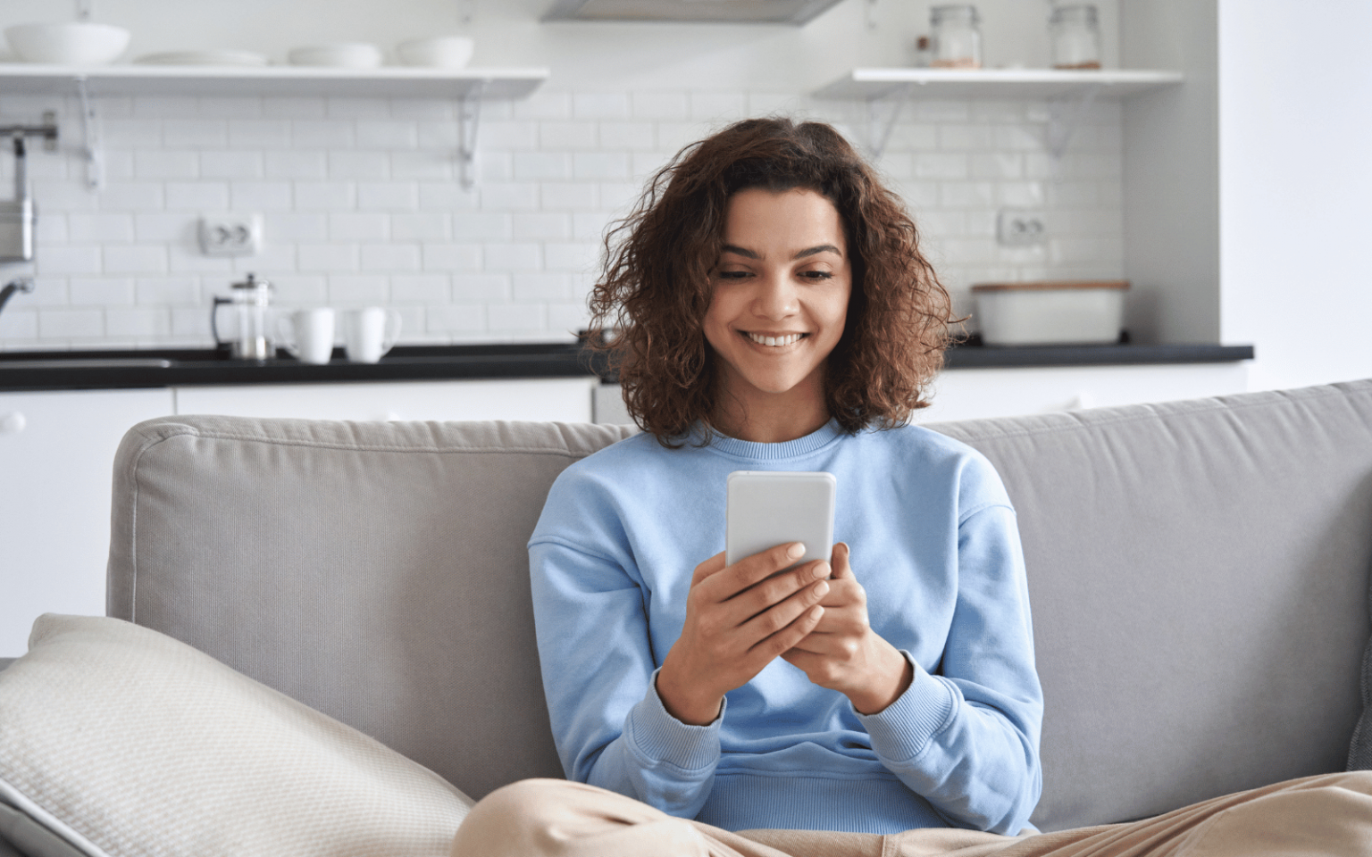 Teen looking at phone devices