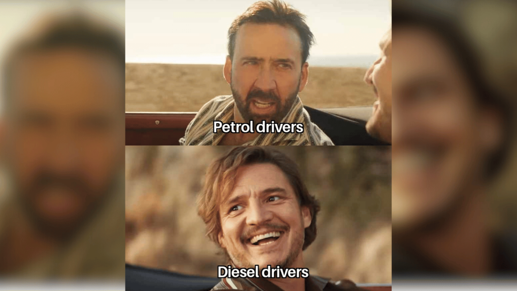 Petrol and diesel drivers meme