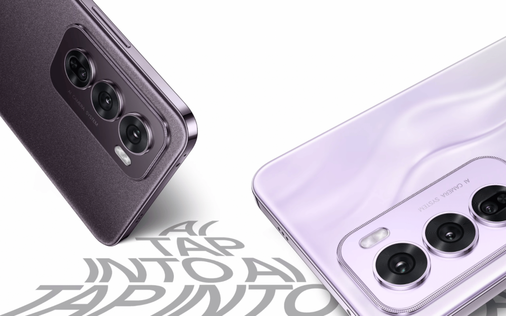 The Oppo Reno 12 Pro in Space Brown and Nebula Silver