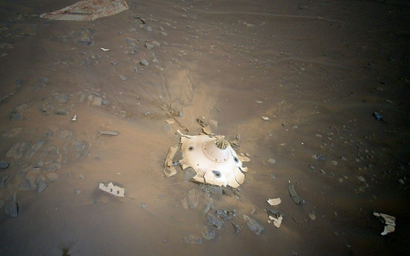 Debris on the surface of Mars from the Perseverance mission, captured on April 19 2022.