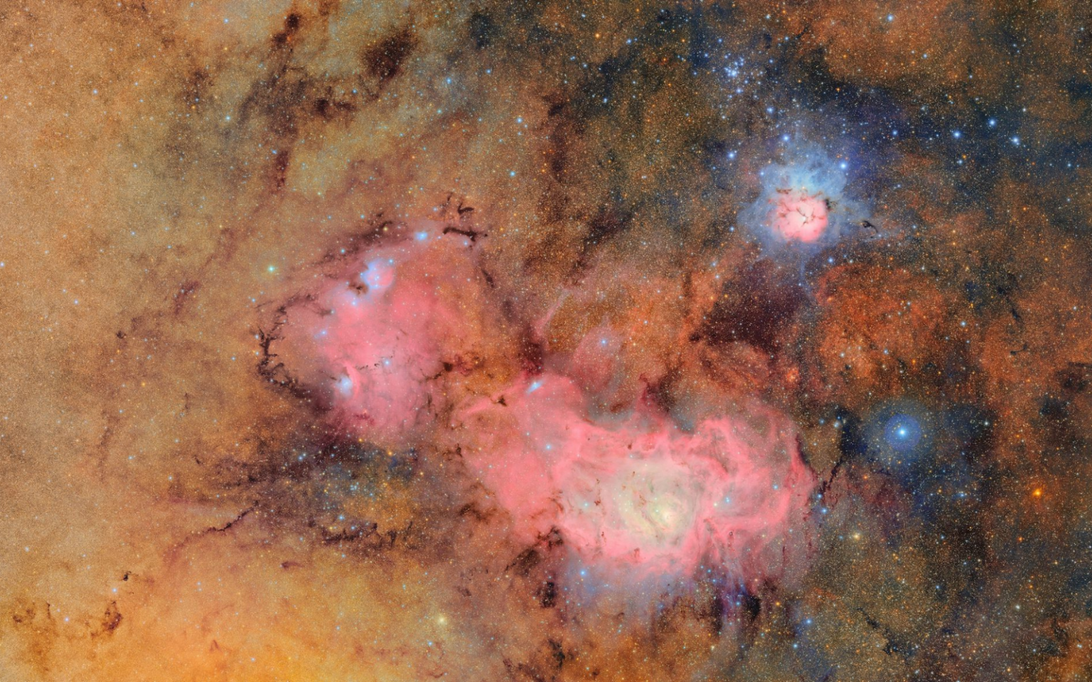 Trifid nebula (top) and the Lagoon nebula (Vera Rubin)