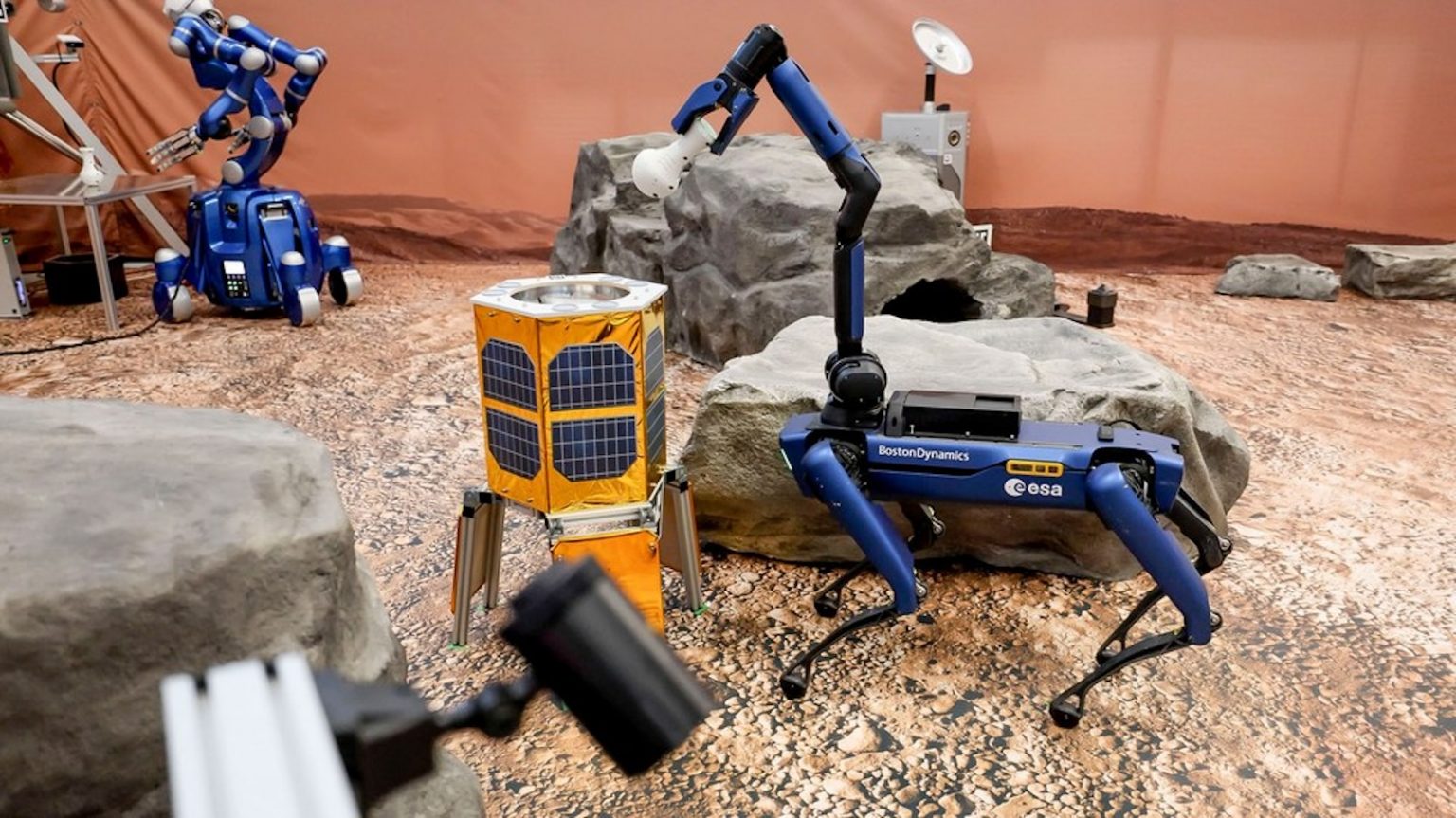 Remotely commanded robot dogs successfully tested in a simulated Mars environment Robot Dogs Mars Test