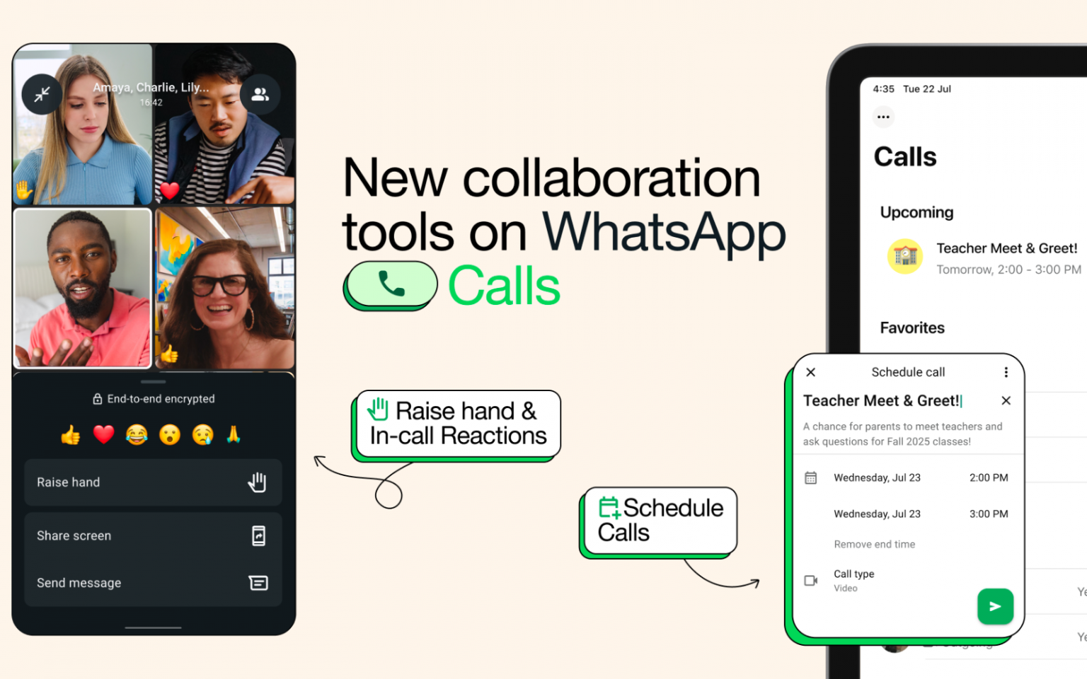 WhatsApp call features header
