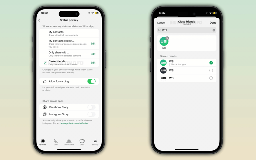 whatsapp close friends