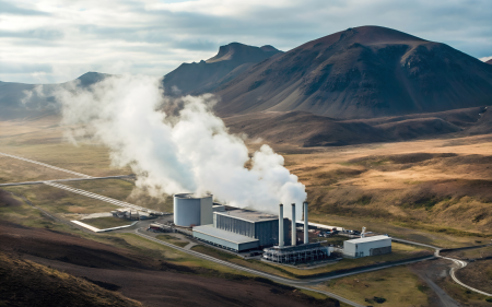 Geothermal power plant energy header