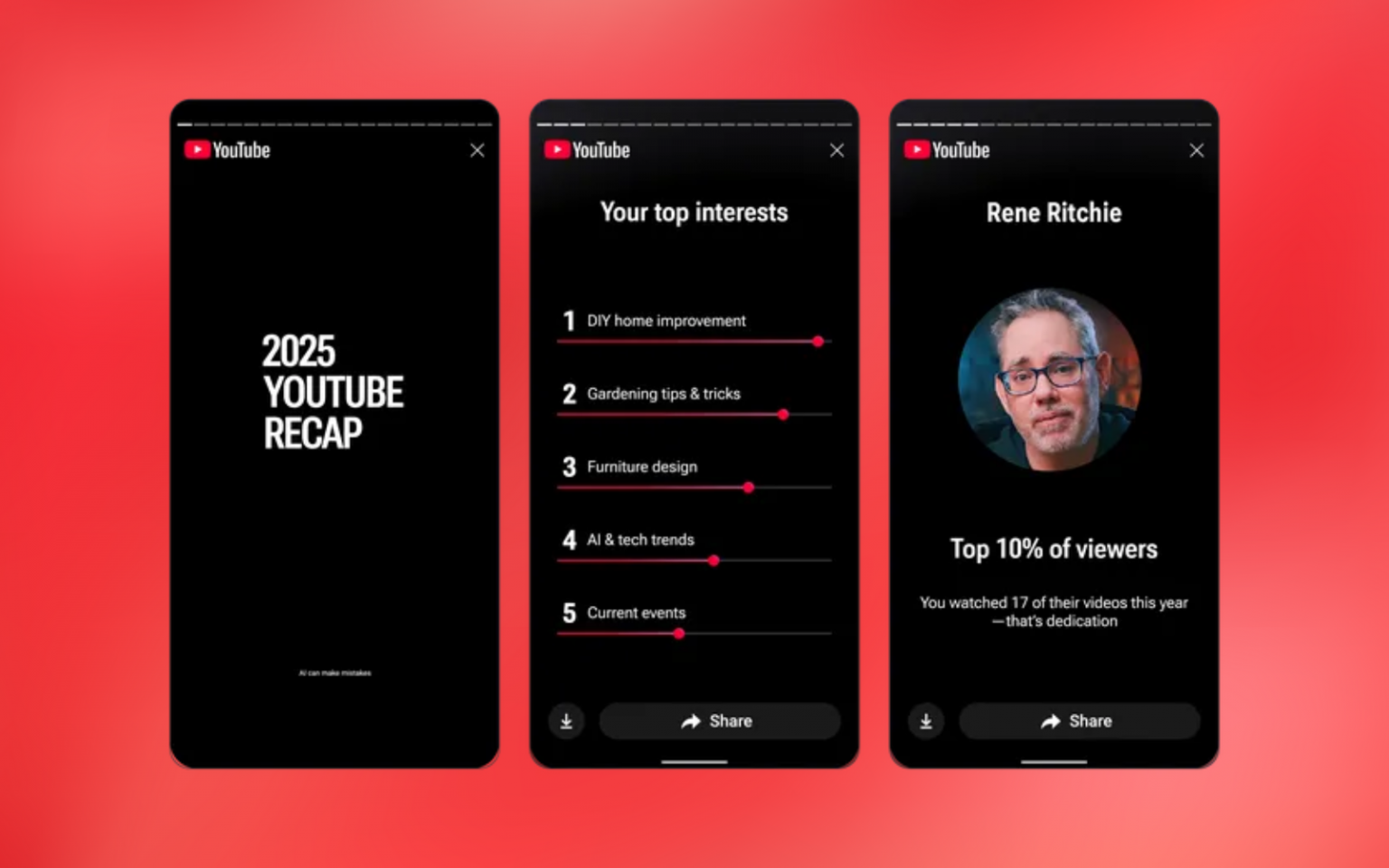 YouTube Recap header