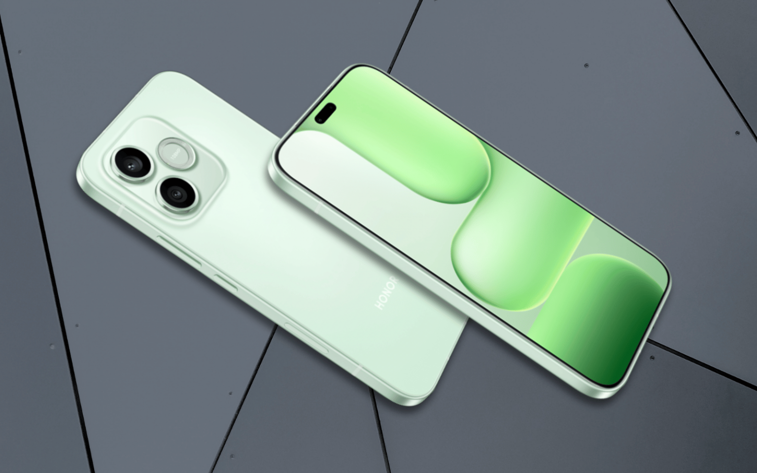 Honor 600 Lite on a gray background