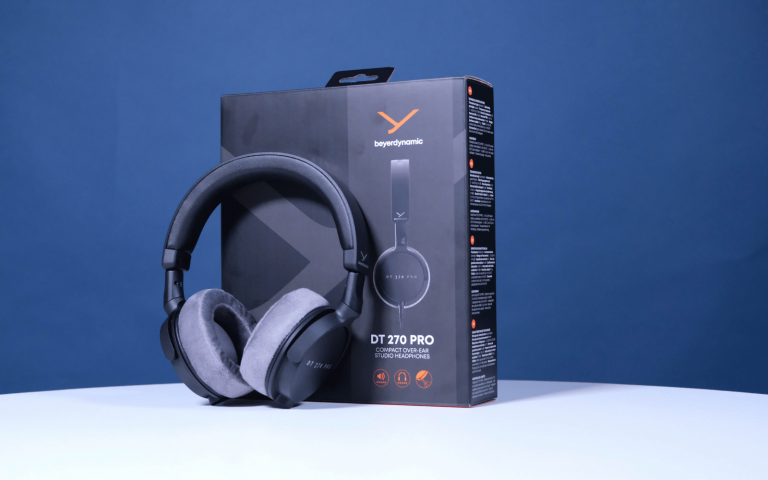 Beyerdynamic DT 270 Pro headphones in front of their box