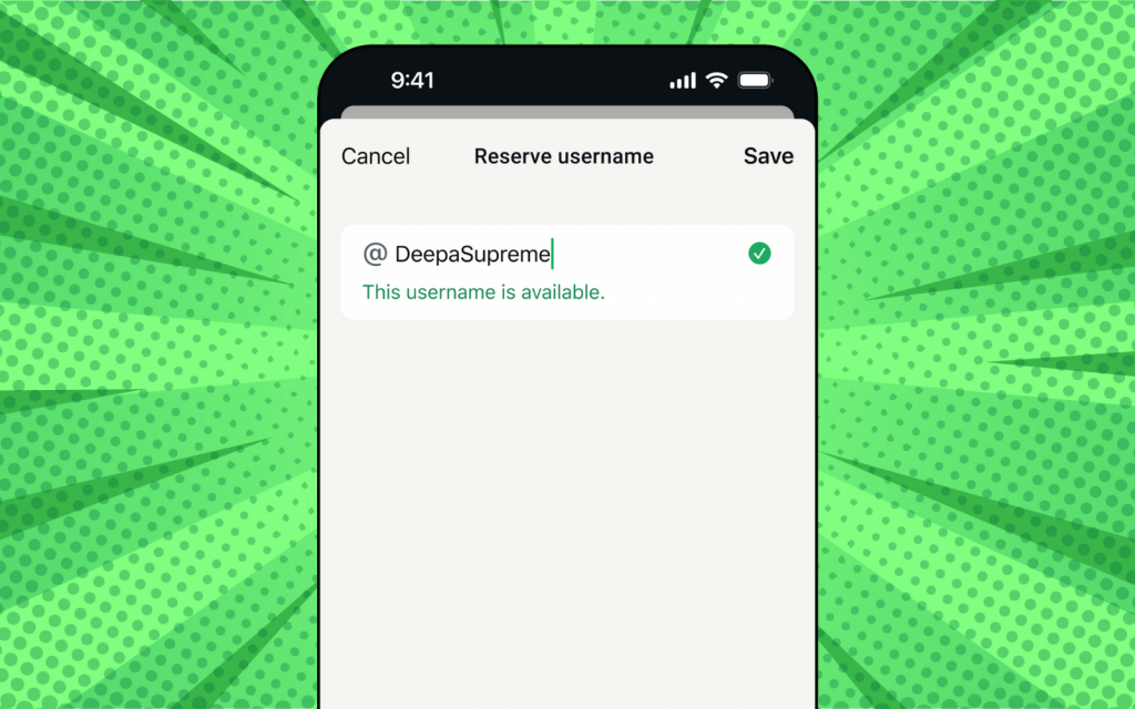 WhatsApp usernames reservation header