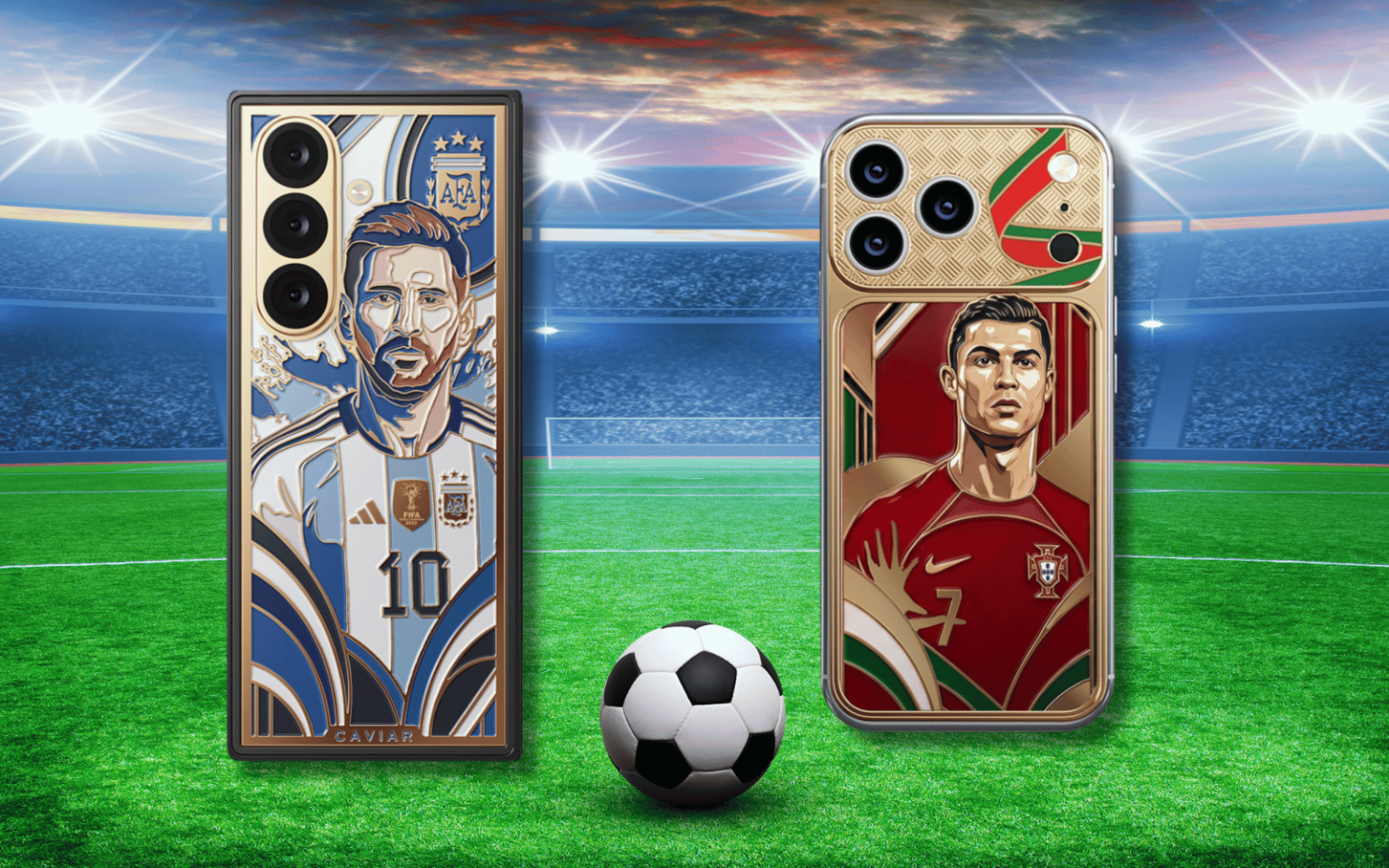 Caviar debuts gold-plated Legends football-themed smartphones featuring Messi and Ronaldo Caviar Legends football phones