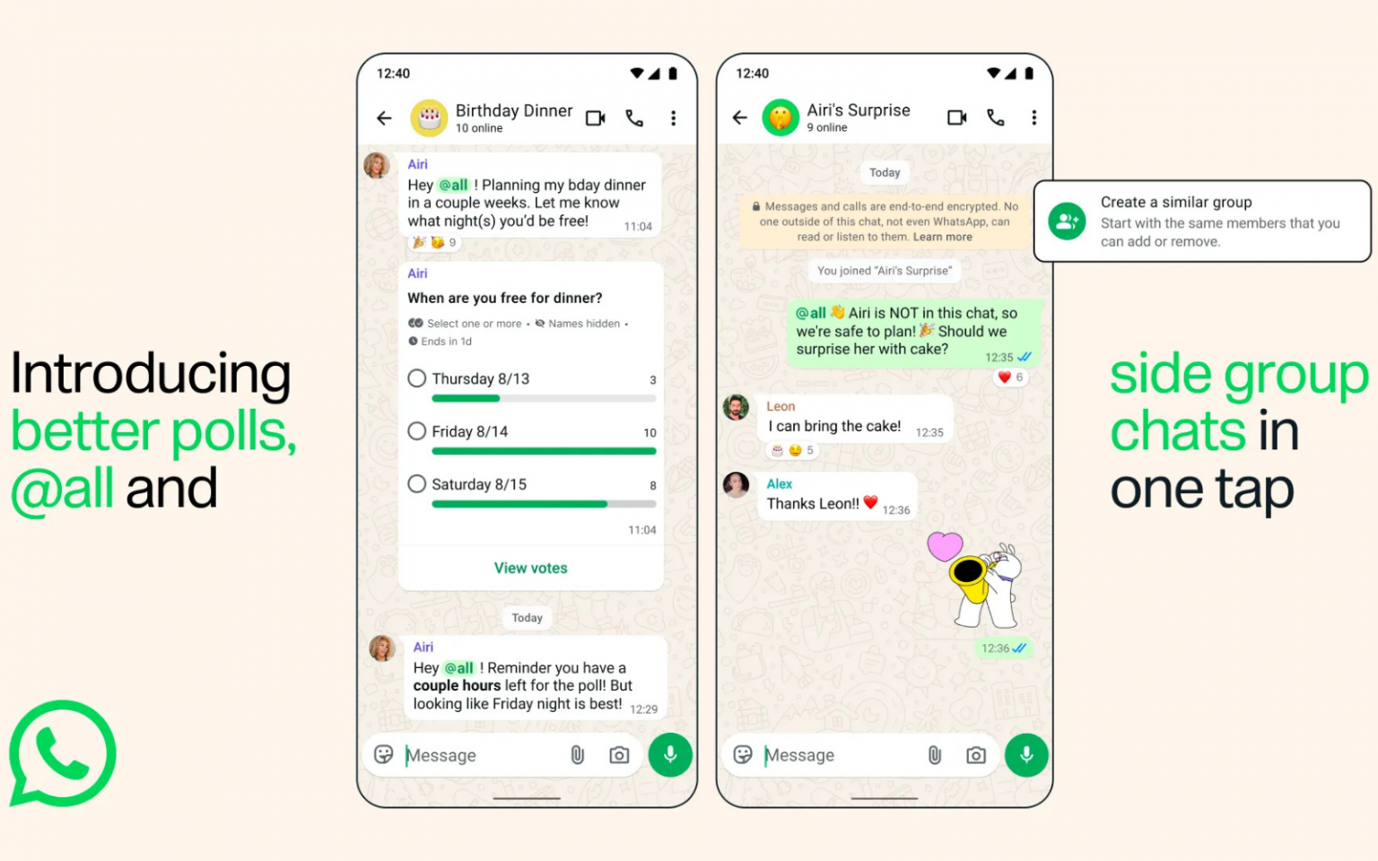 WhatsApp group chat update header