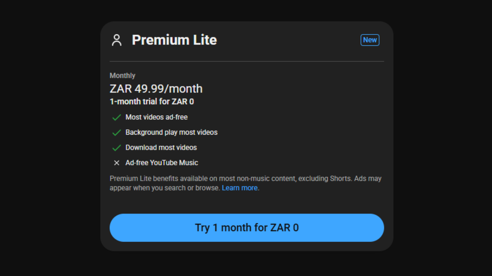 YouTube Premium Lite intext